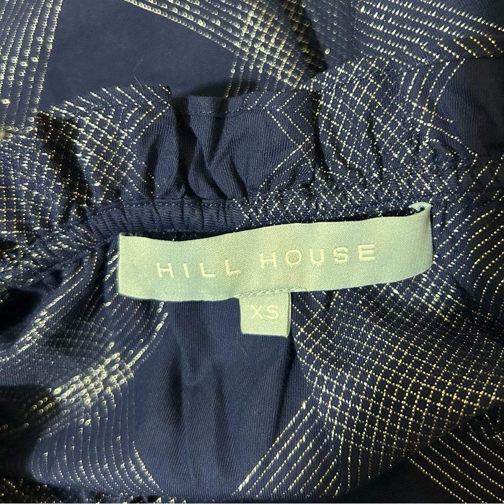 Hill House Dress Katherine Nap Navy Glitter Check Puff Sleeve Mini Shift - Picture 5 of 8
